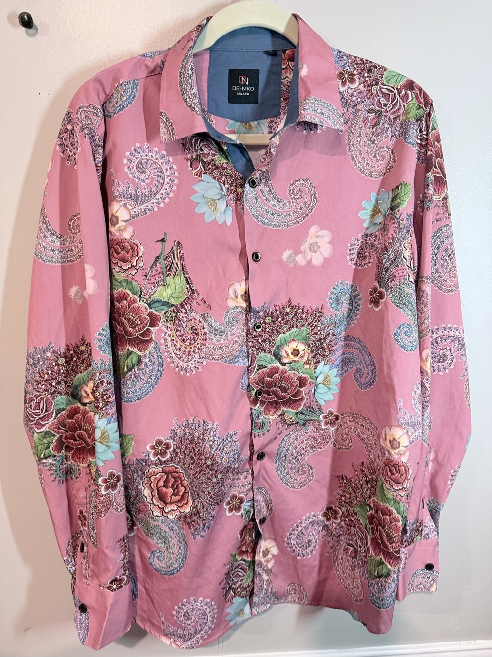 Pink Floral Paisley Long Sleeve Button-Down Shirt